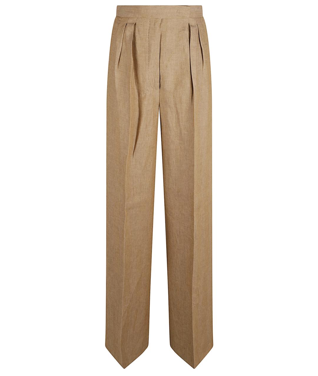 MAX MARA Бежевые льняные прямые брюки, фото 1