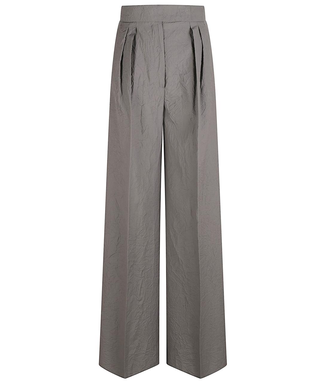 MAX MARA Серые шерстяные прямые брюки, фото 1