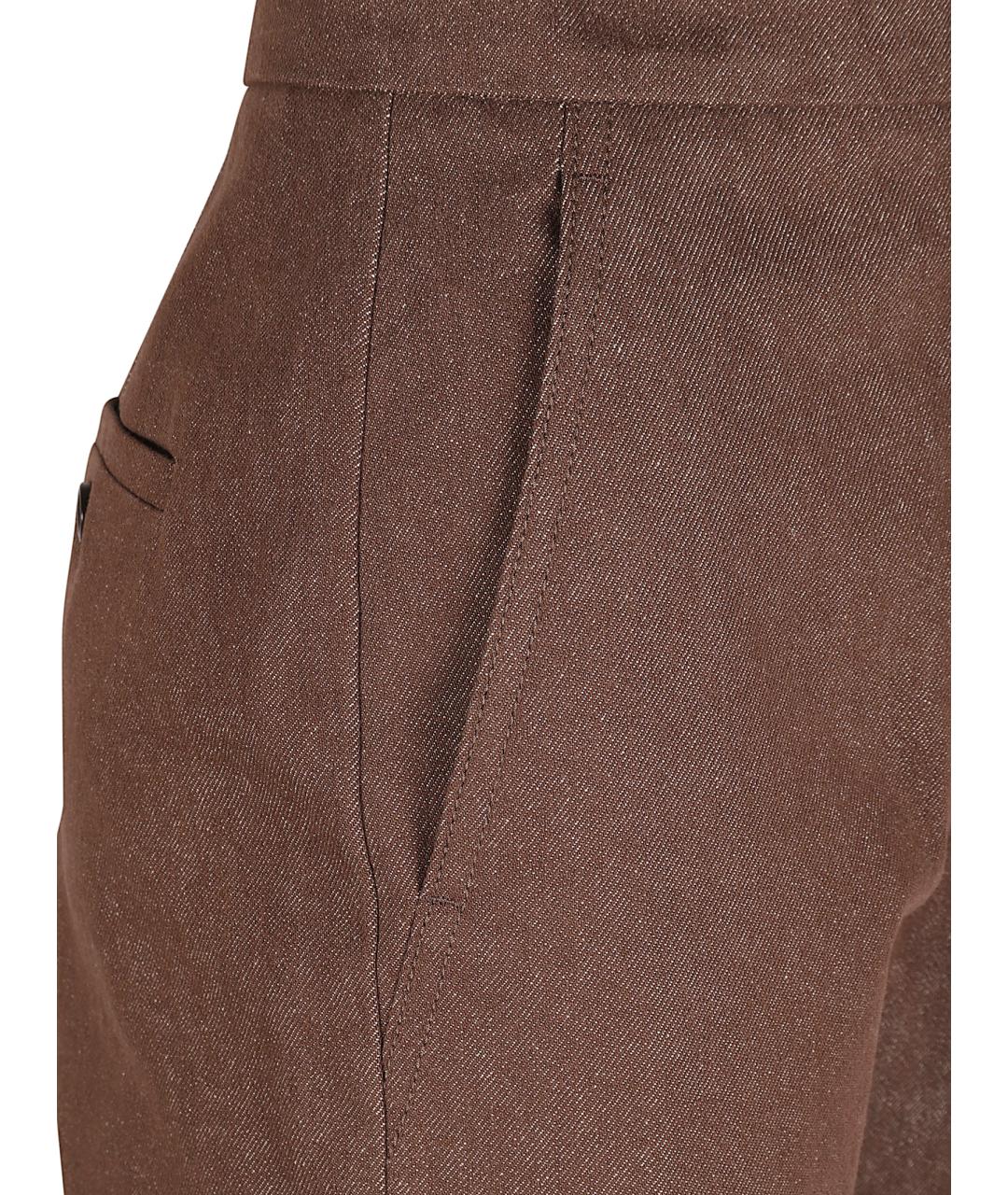 MAX MARA Коричневые хлопковые прямые брюки, фото 2