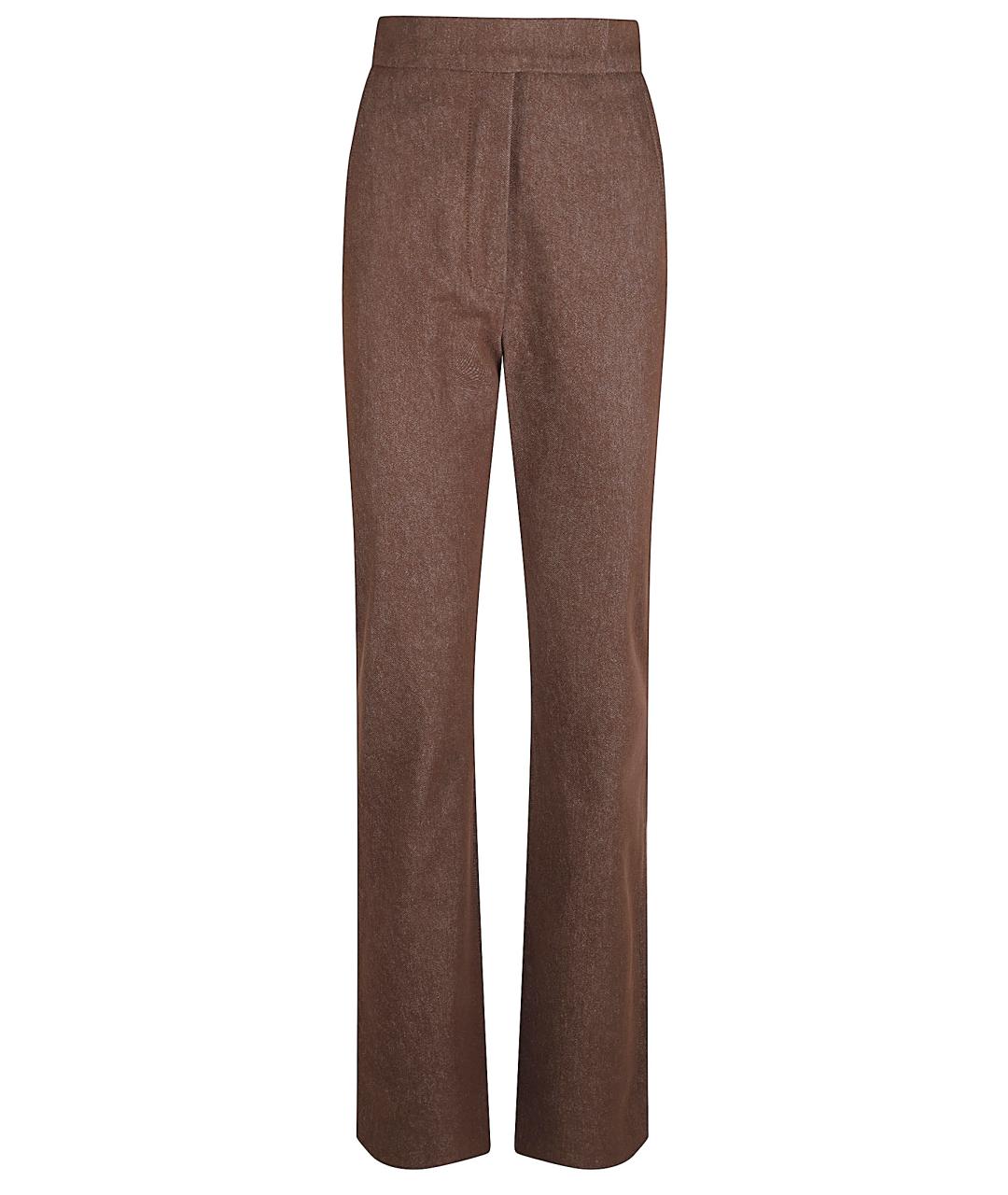 MAX MARA Коричневые хлопковые прямые брюки, фото 1