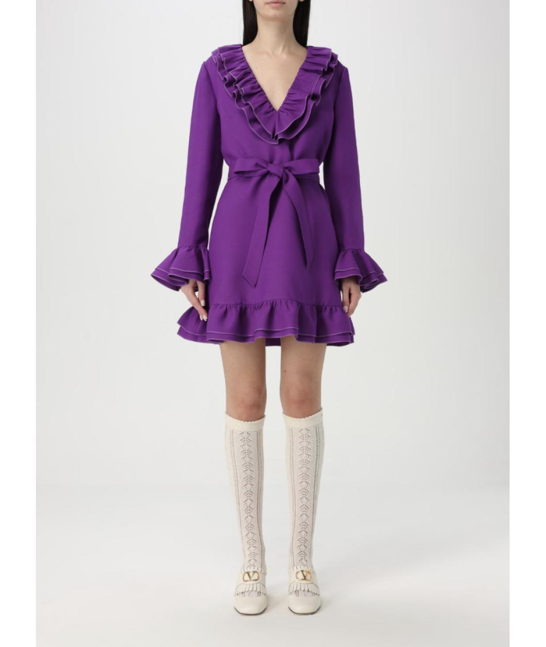 VALENTINO Фиолетовое шерстяное платье, фото 2