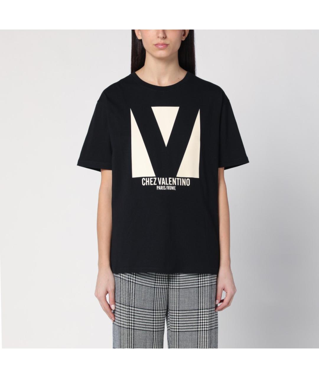 VALENTINO Черная хлопковая футболка, фото 2