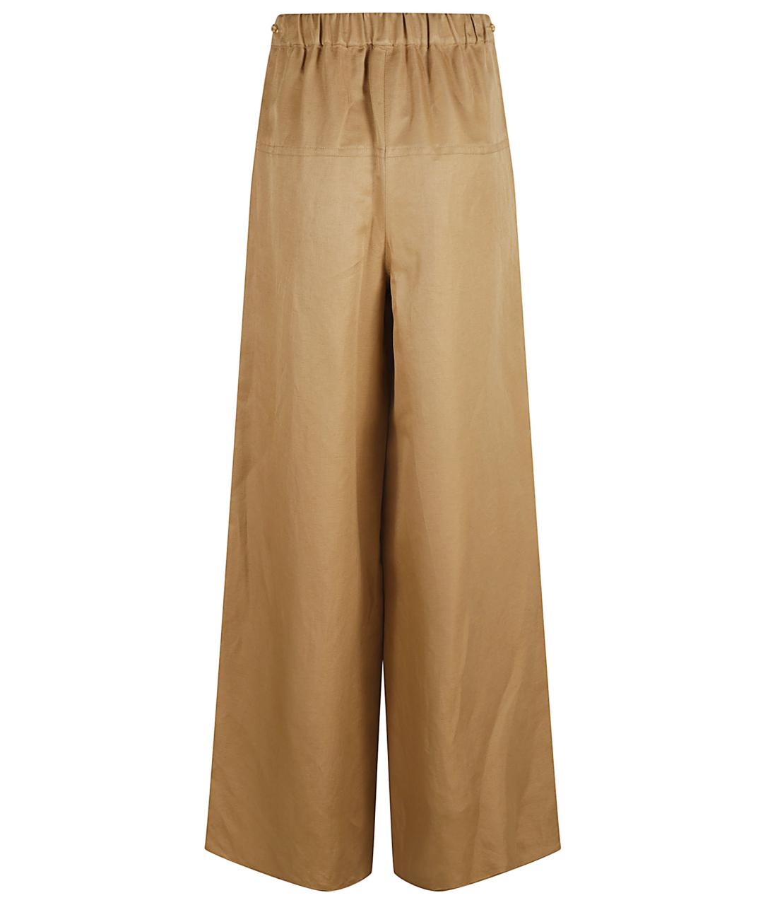 MAX MARA Коричневые льняные прямые брюки, фото 3