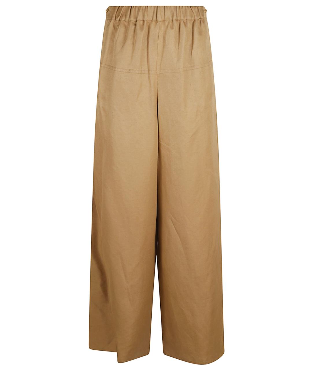 MAX MARA Коричневые льняные прямые брюки, фото 1