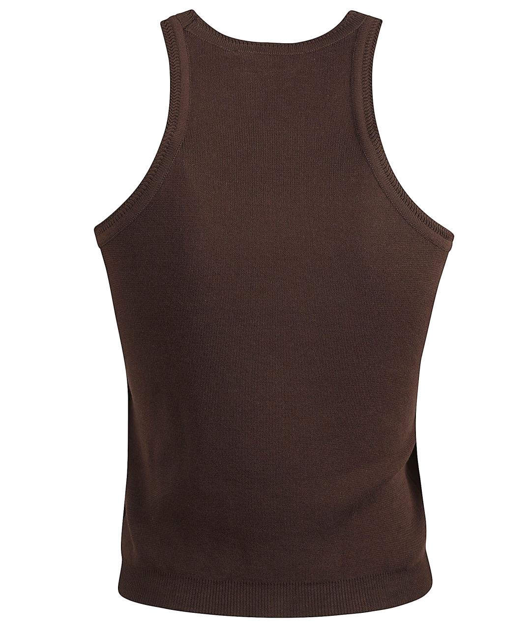 MAX MARA Коричневая хлопковая майка, фото 3