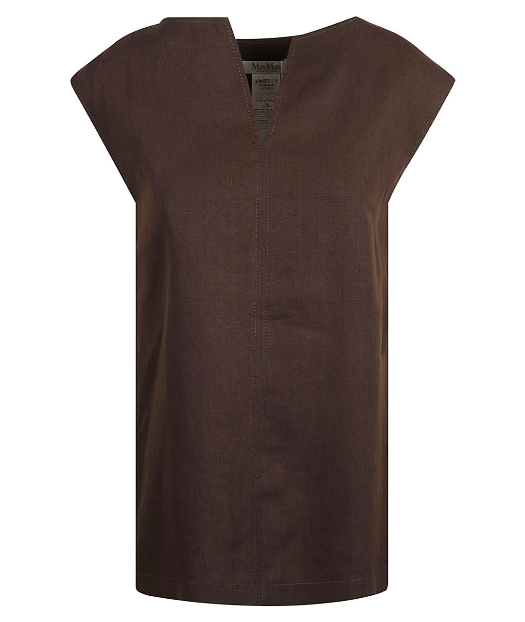 MAX MARA Коричневое льняное повседневное платье, фото 1