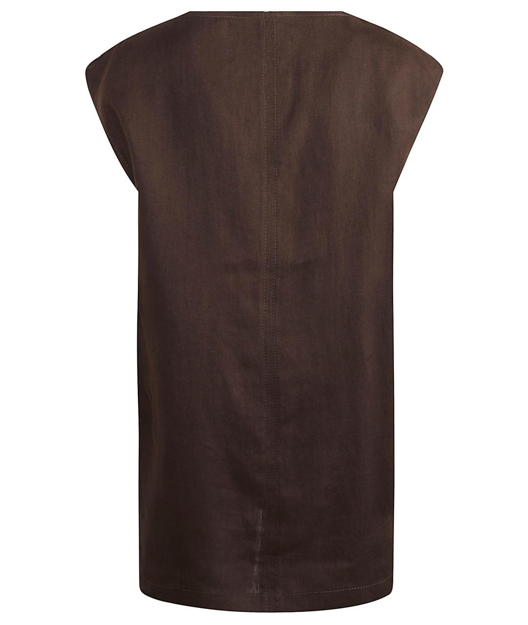 MAX MARA Коричневое льняное повседневное платье, фото 3