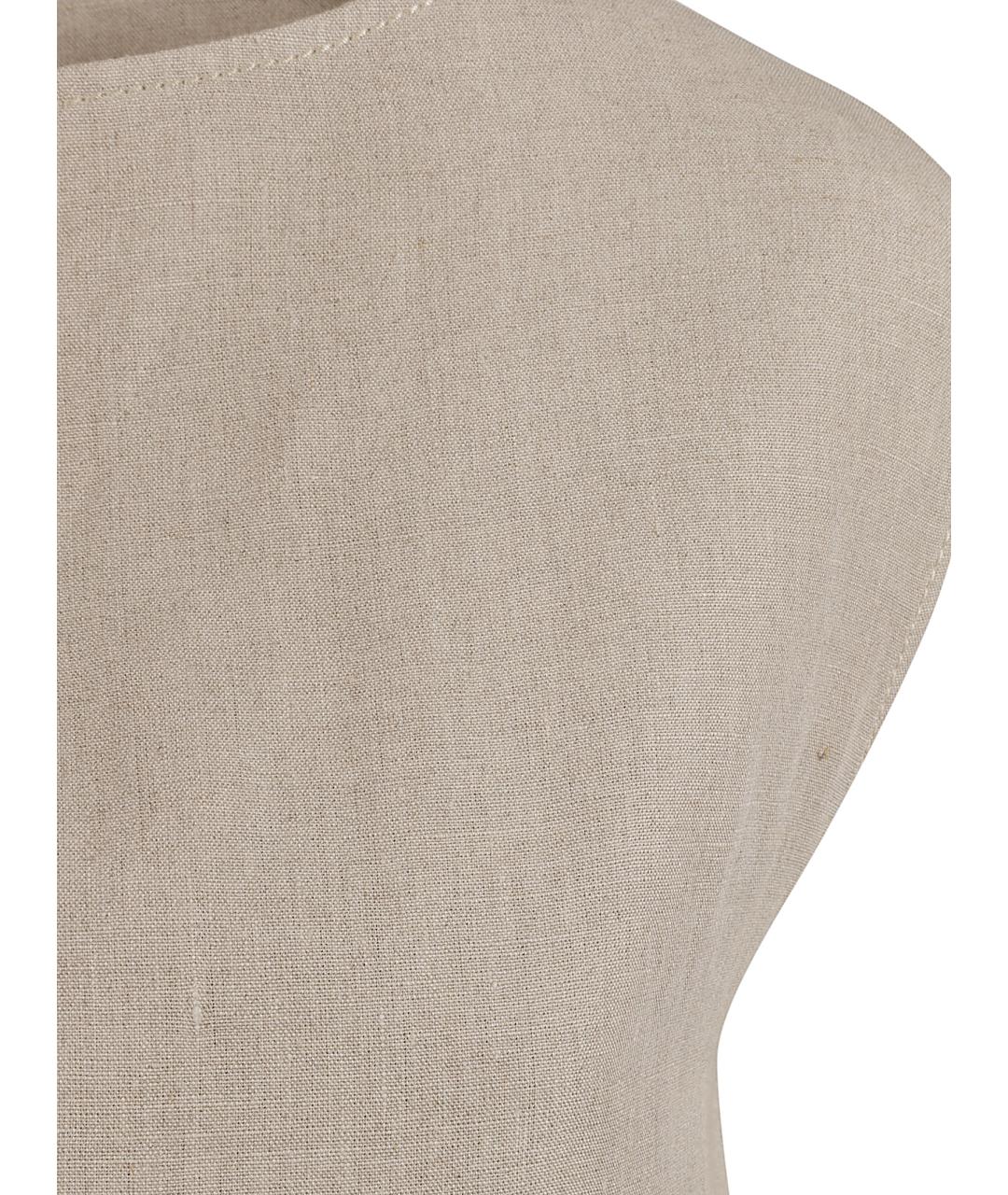 MAX MARA Бежевое льняное повседневное платье, фото 2