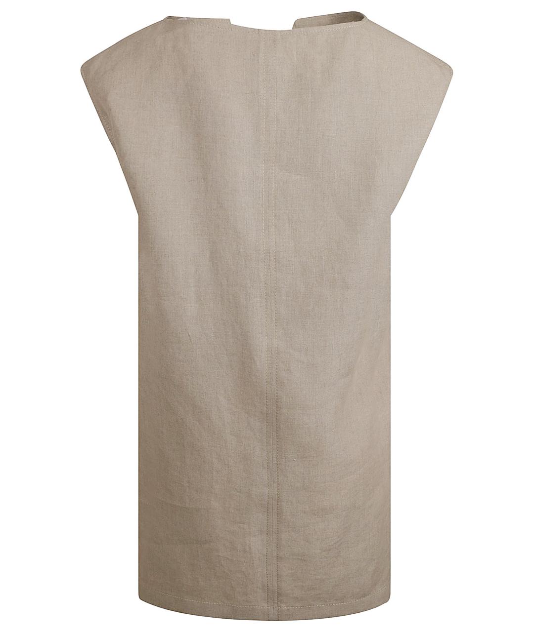 MAX MARA Бежевое льняное повседневное платье, фото 3