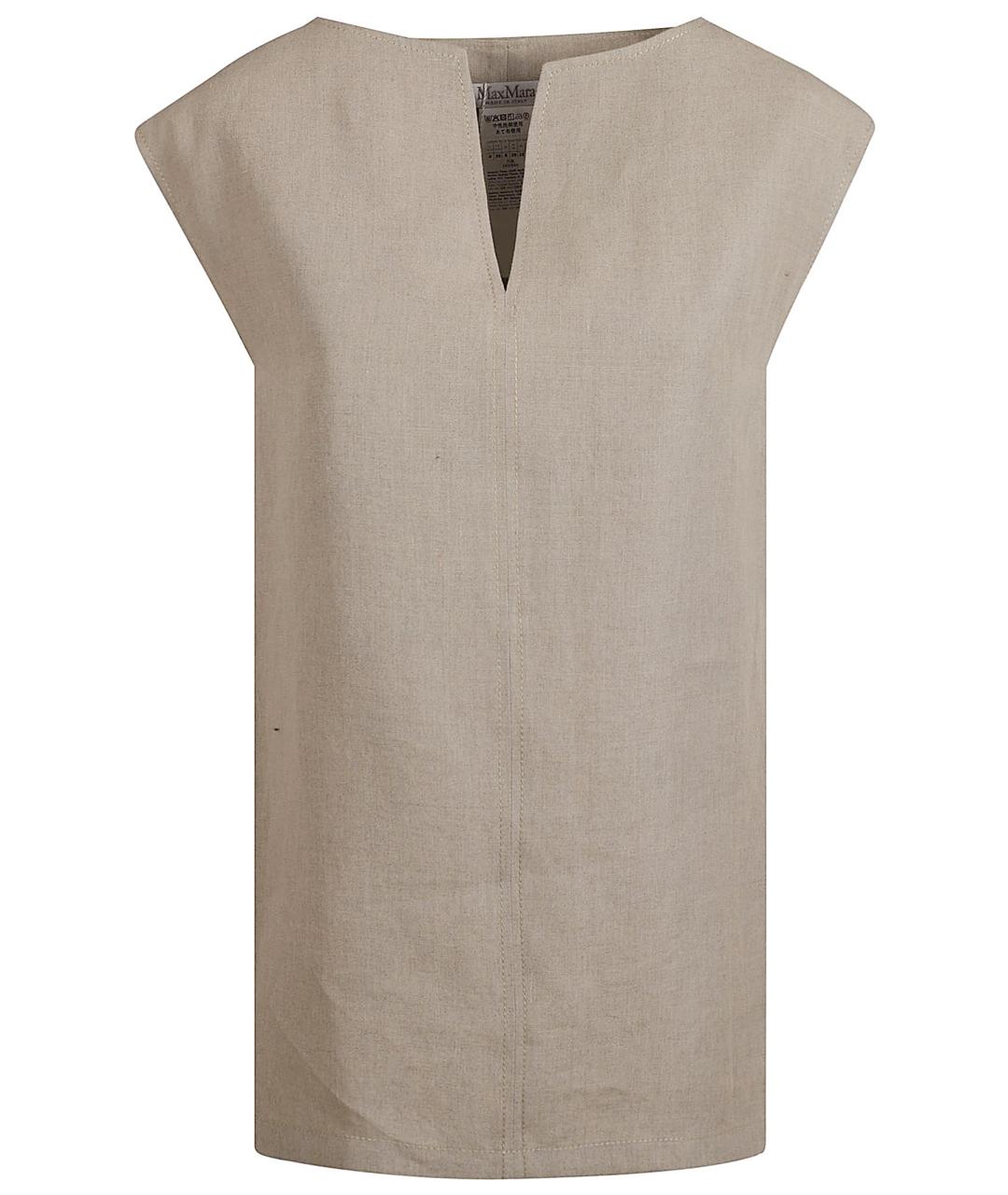 MAX MARA Бежевое льняное повседневное платье, фото 1