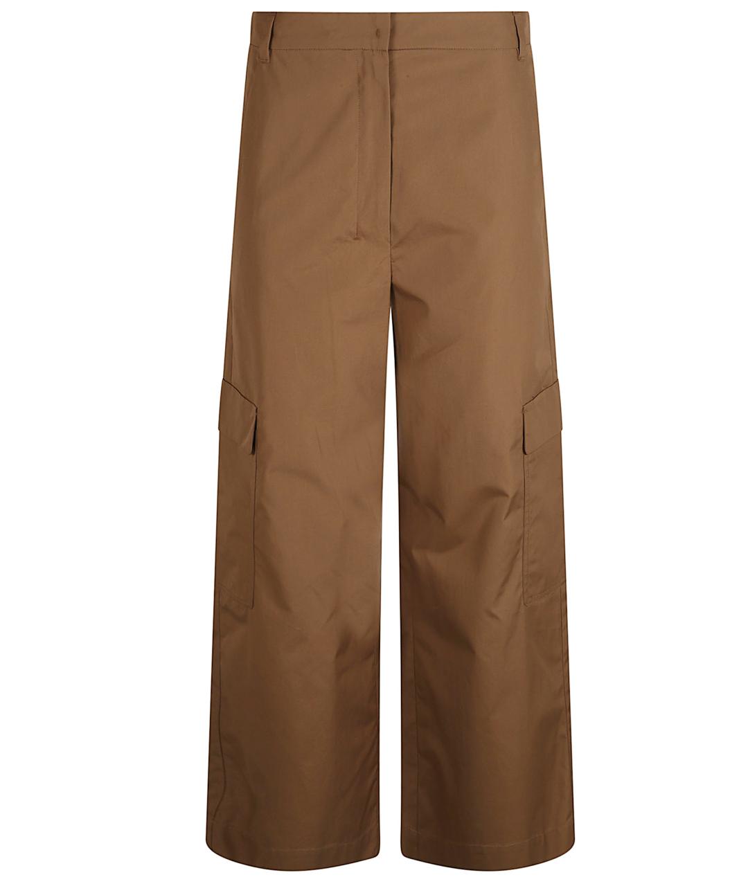 MAX MARA Коричневые хлопковые прямые брюки, фото 1