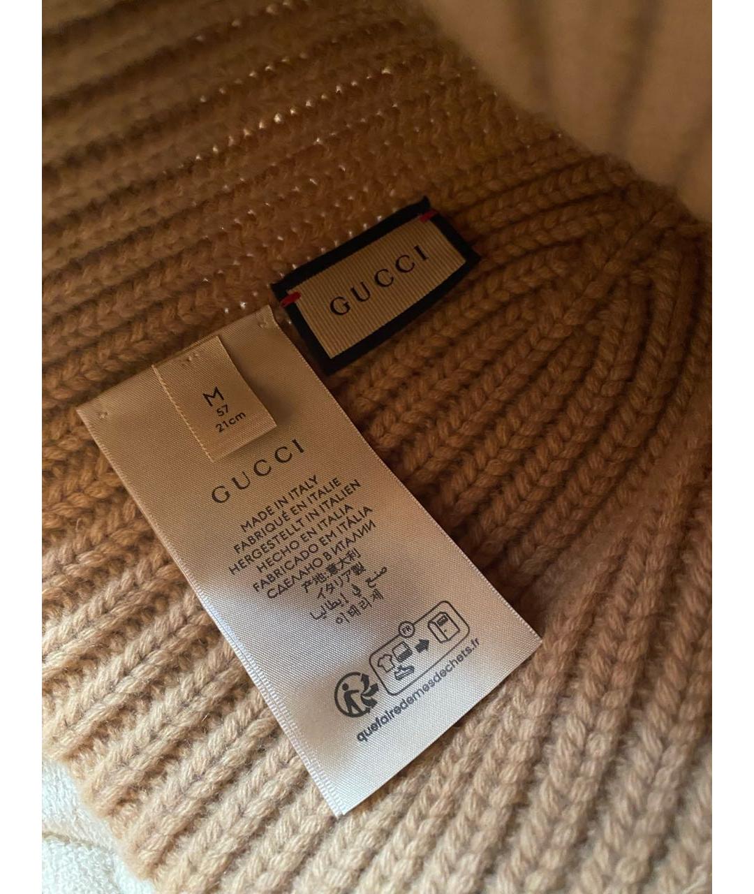 GUCCI Коричневая шерстяная шапка, фото 2