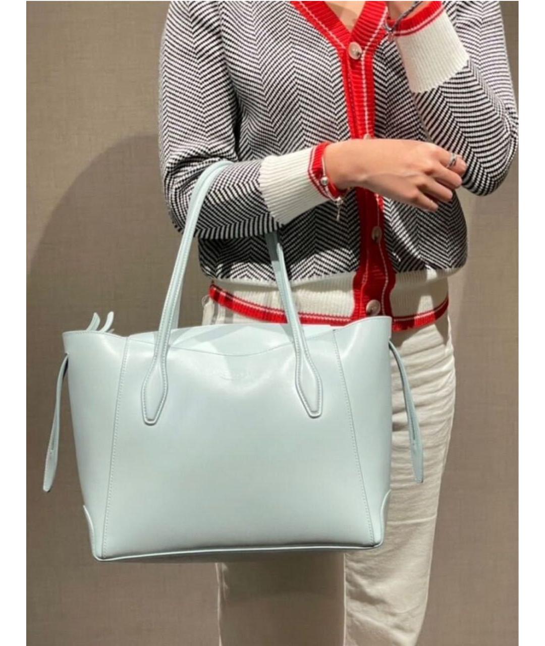 TOD'S Голубая кожаная сумка тоут, фото 6