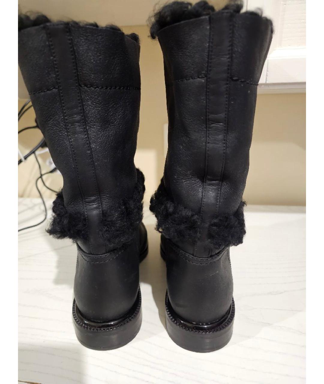 CHANEL Черные кожаные сапоги, фото 4