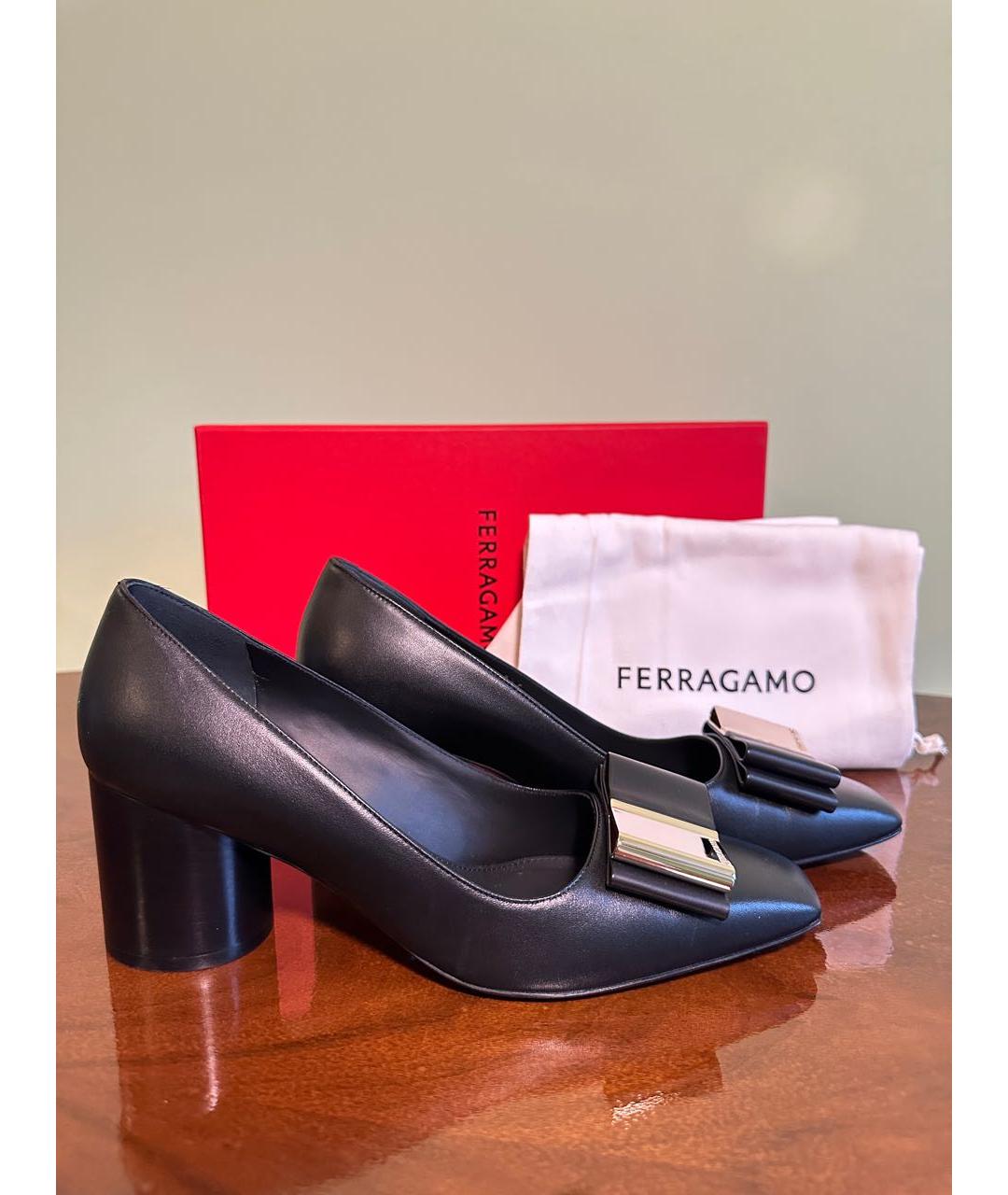 FERRAGAMO Черные кожаные туфли, фото 9