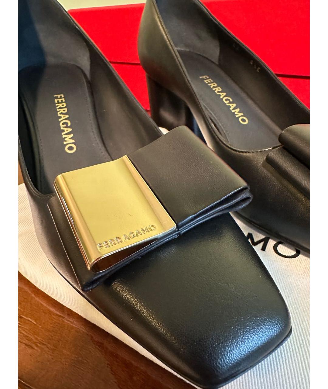 FERRAGAMO Черные кожаные туфли, фото 5