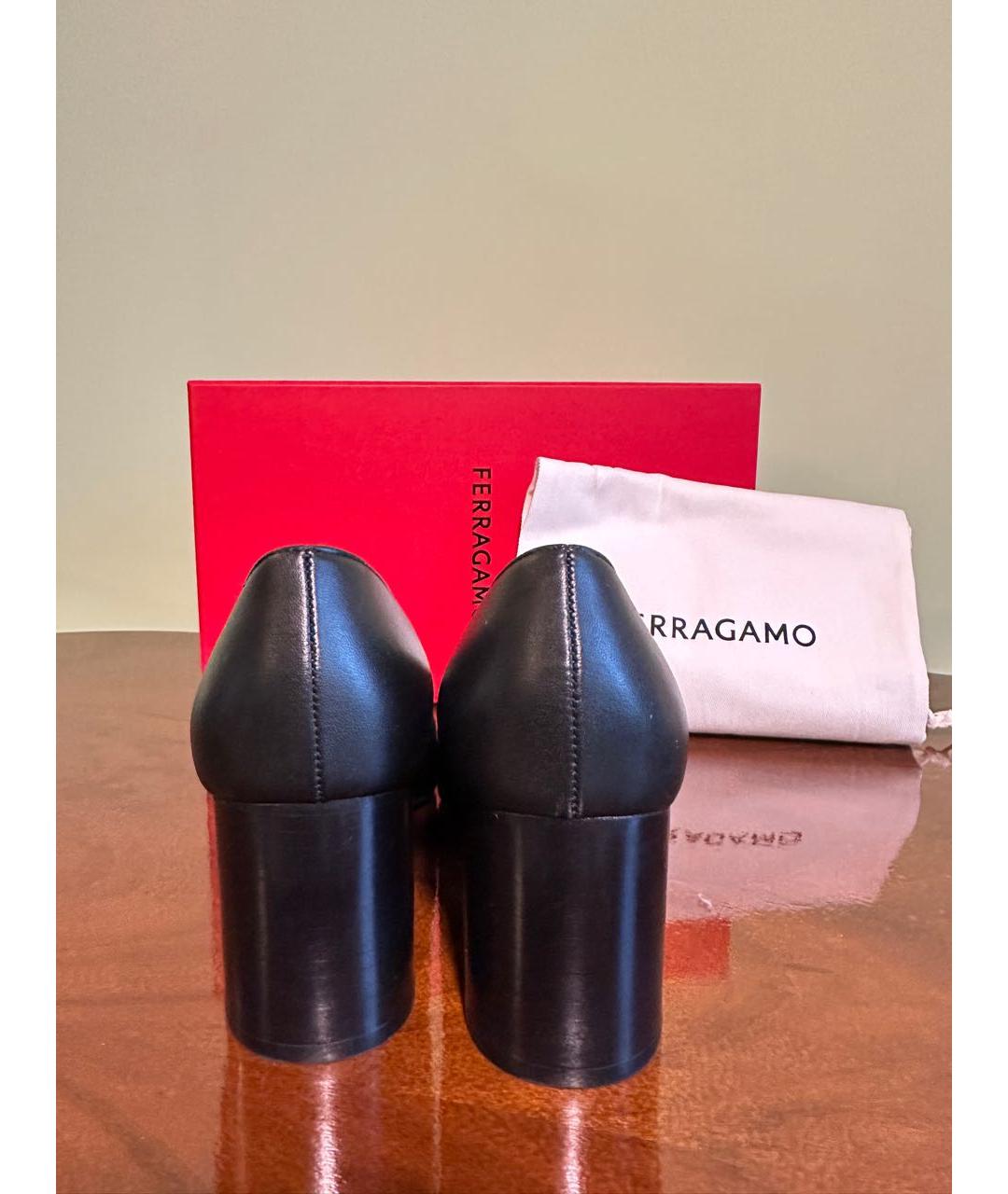 FERRAGAMO Черные кожаные туфли, фото 4