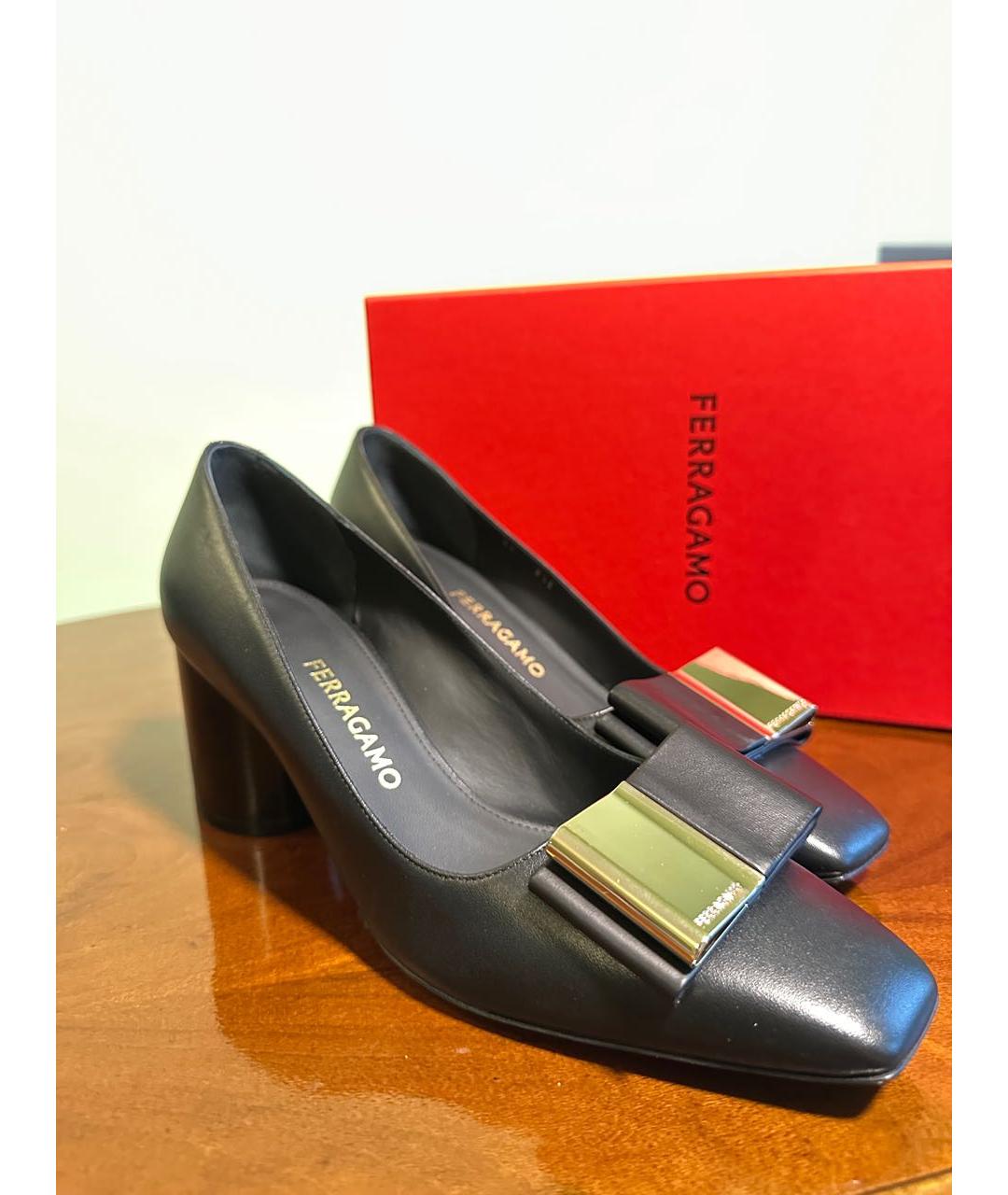 FERRAGAMO Черные кожаные туфли, фото 2