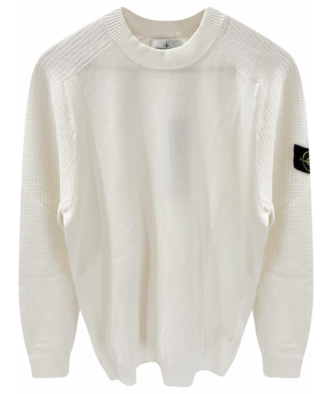 STONE ISLAND Белый хлопковый джемпер / свитер, фото 1