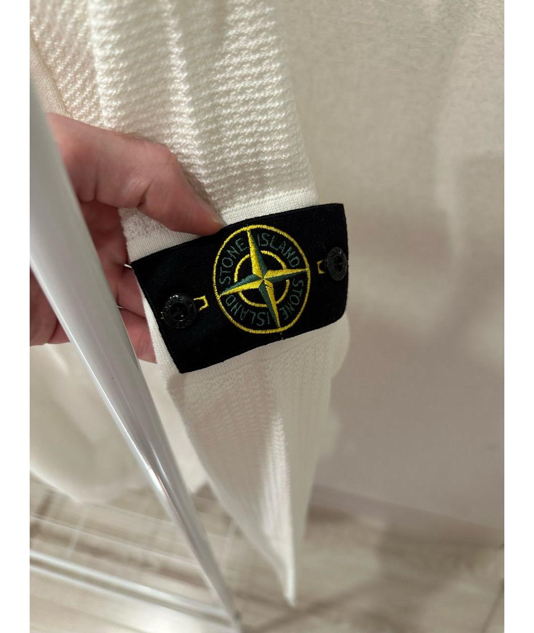 STONE ISLAND Белый хлопковый джемпер / свитер, фото 4