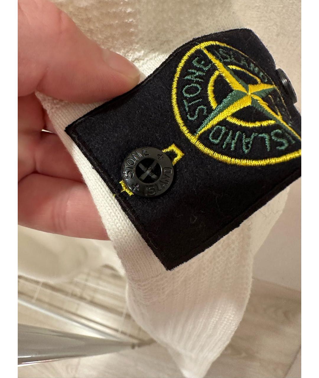 STONE ISLAND Белый хлопковый джемпер / свитер, фото 6
