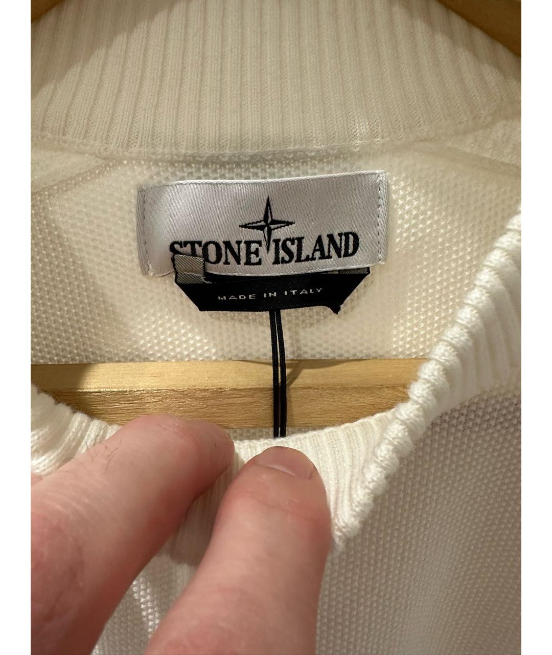 STONE ISLAND Белый хлопковый джемпер / свитер, фото 2