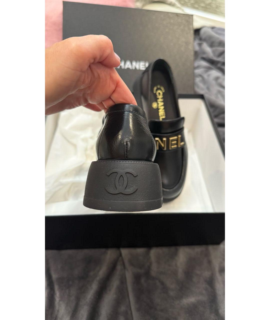 CHANEL Черные кожаные лоферы, фото 5