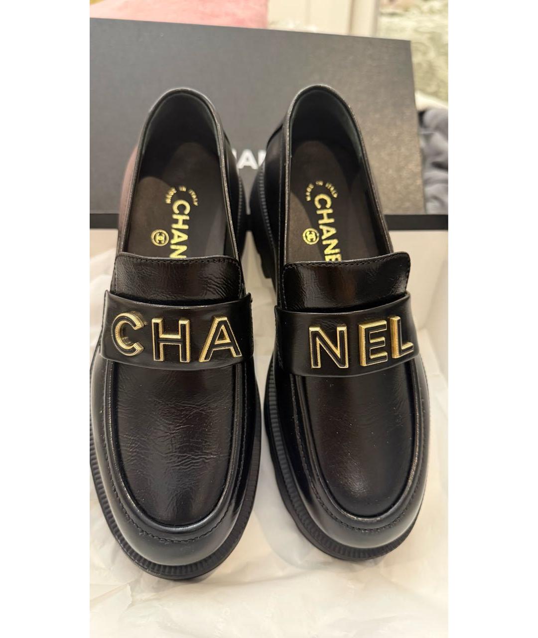 CHANEL Черные кожаные лоферы, фото 4