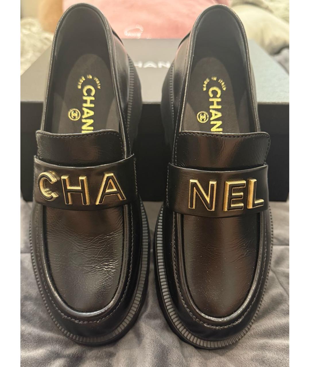 CHANEL Черные кожаные лоферы, фото 3