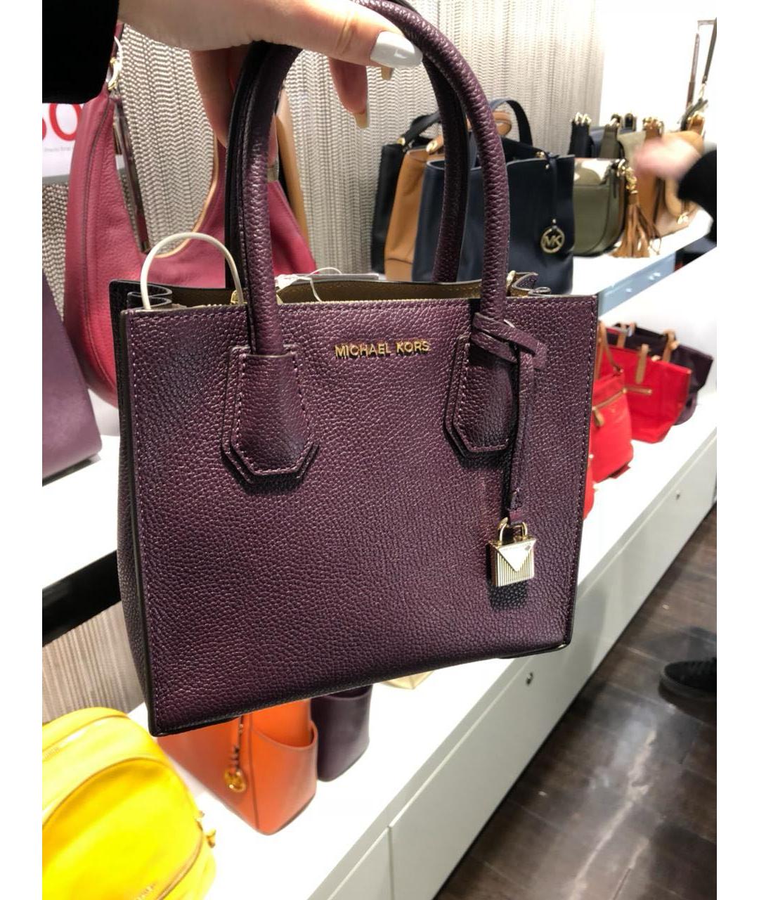 MICHAEL KORS Фиолетовая кожаная сумка с короткими ручками, фото 8