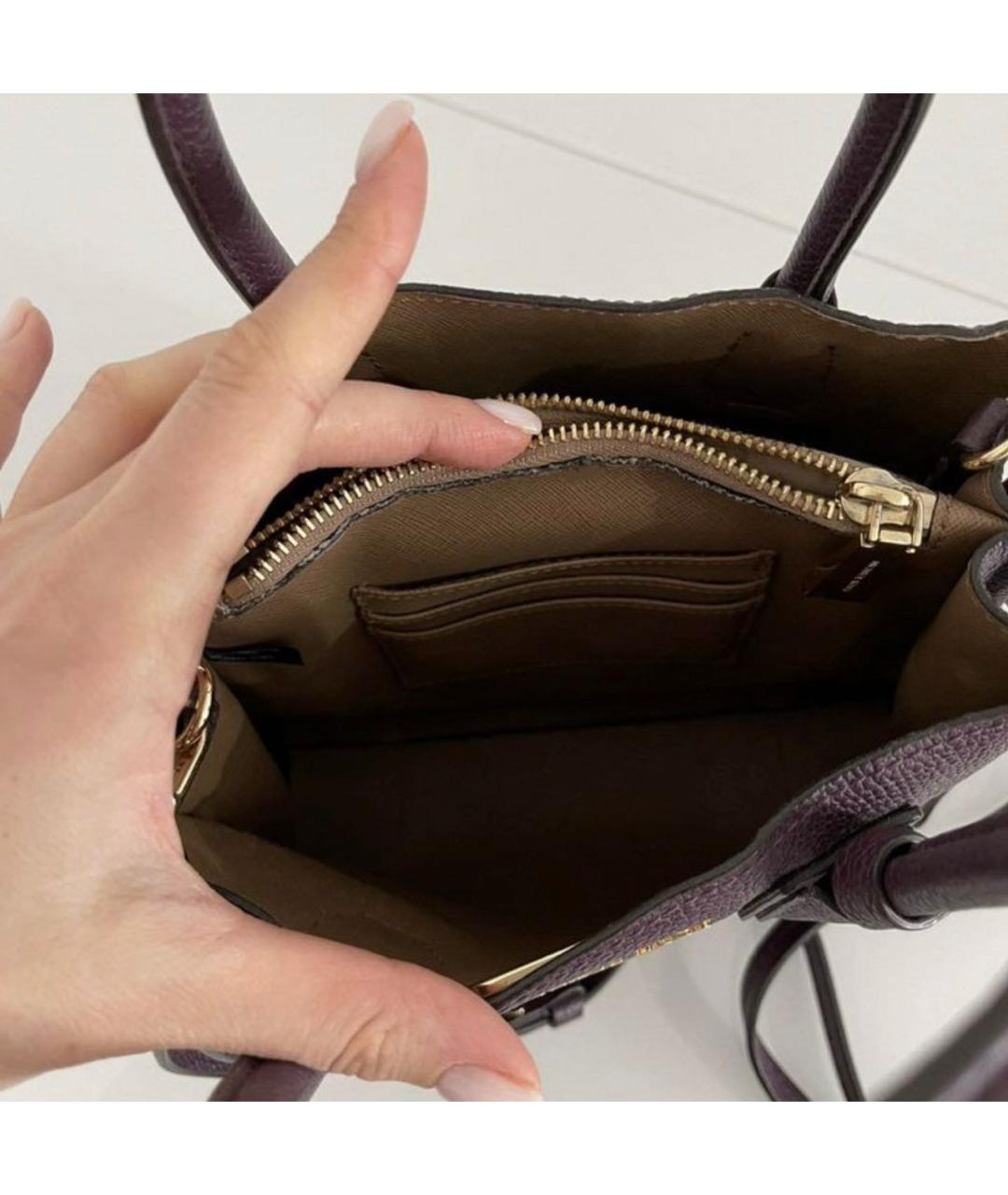 MICHAEL KORS Фиолетовая кожаная сумка с короткими ручками, фото 5