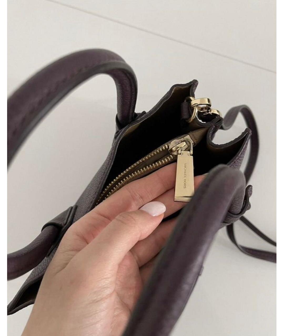MICHAEL KORS Фиолетовая кожаная сумка с короткими ручками, фото 6