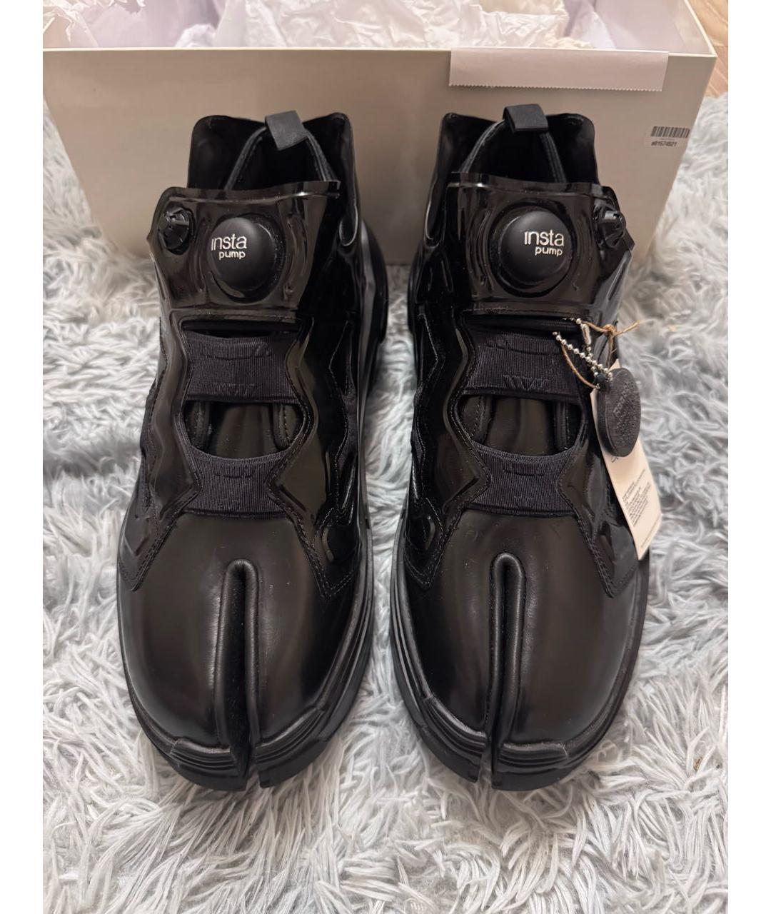 MAISON MARGIELA Черные кожаные высокие кроссовки / кеды, фото 2
