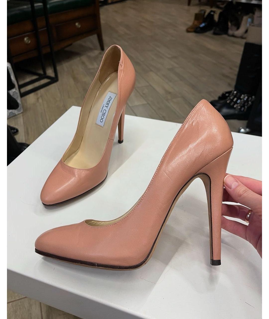 JIMMY CHOO Бежевые кожаные туфли, фото 8
