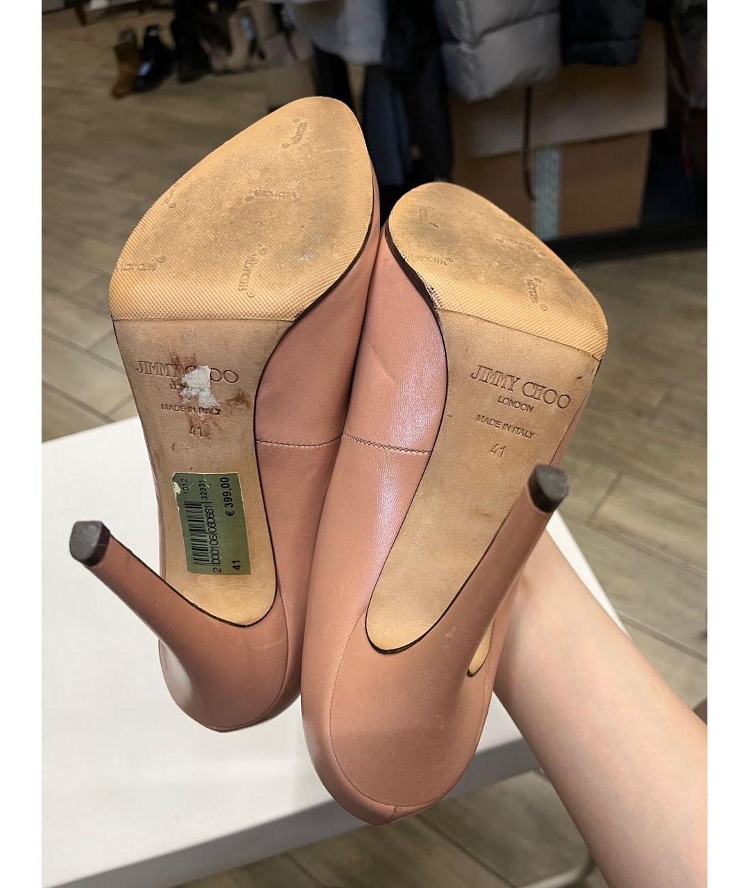 JIMMY CHOO Бежевые кожаные туфли, фото 4
