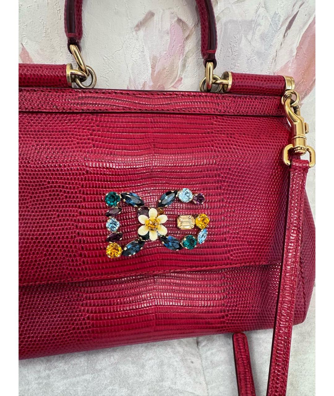 DOLCE&GABBANA Бордовая кожаная сумка тоут, фото 5