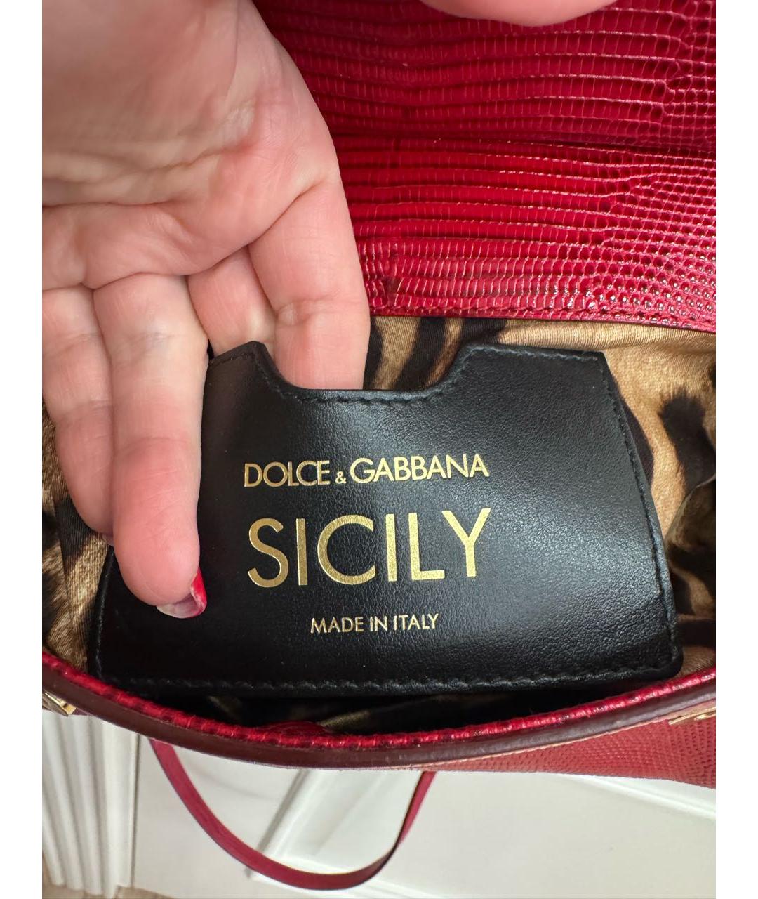 DOLCE&GABBANA Бордовая кожаная сумка тоут, фото 3