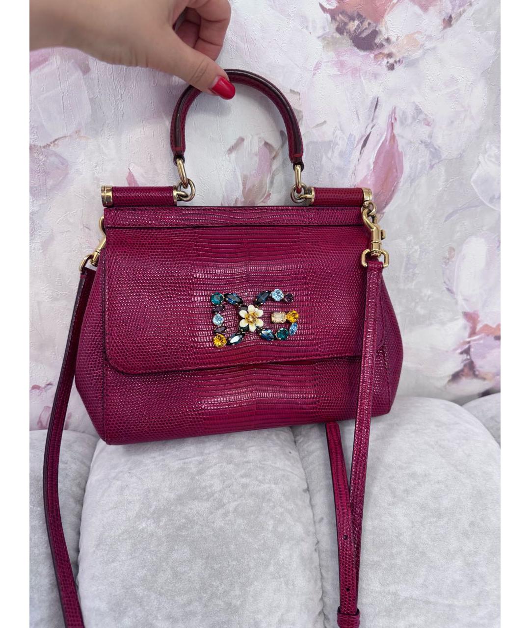 DOLCE&GABBANA Бордовая кожаная сумка тоут, фото 9