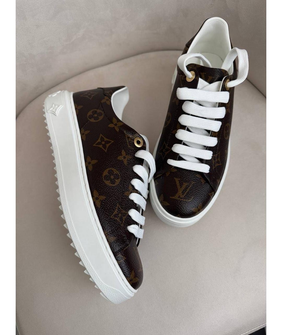LOUIS VUITTON Коричневые кожаные кеды, фото 4