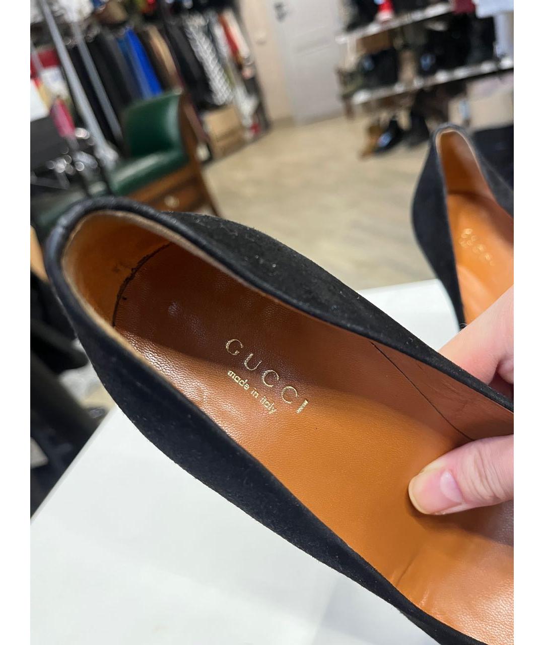 GUCCI Черные замшевые туфли, фото 3