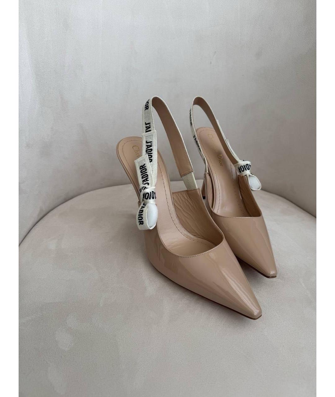 CHRISTIAN DIOR Бежевые кожаные туфли, фото 3