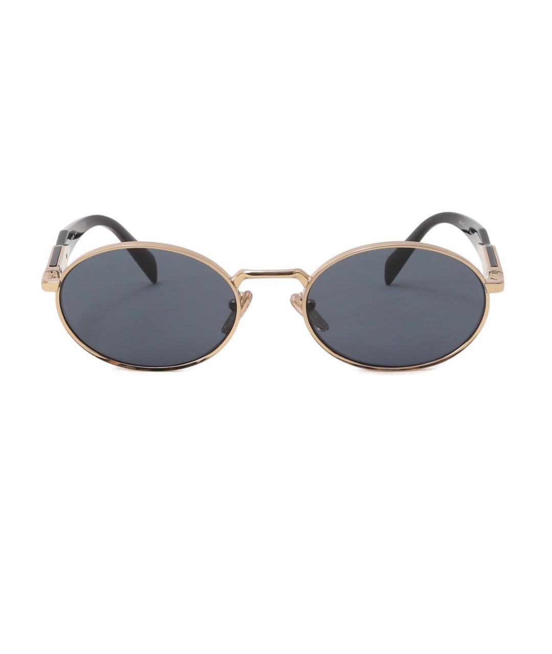 PRADA Золотые металлические солнцезащитные очки, фото 3