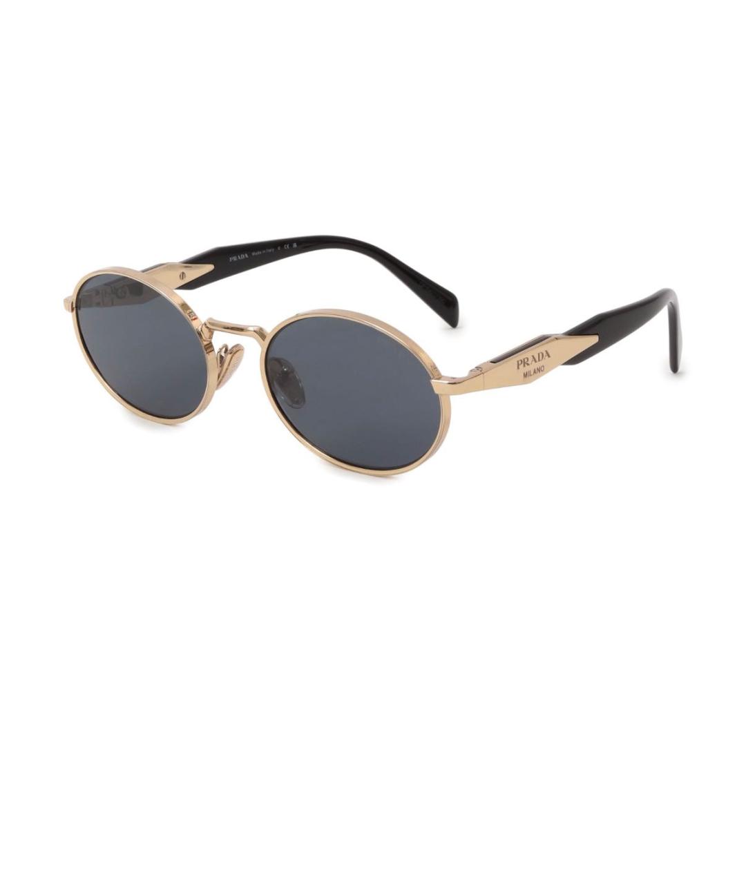PRADA Золотые металлические солнцезащитные очки, фото 1