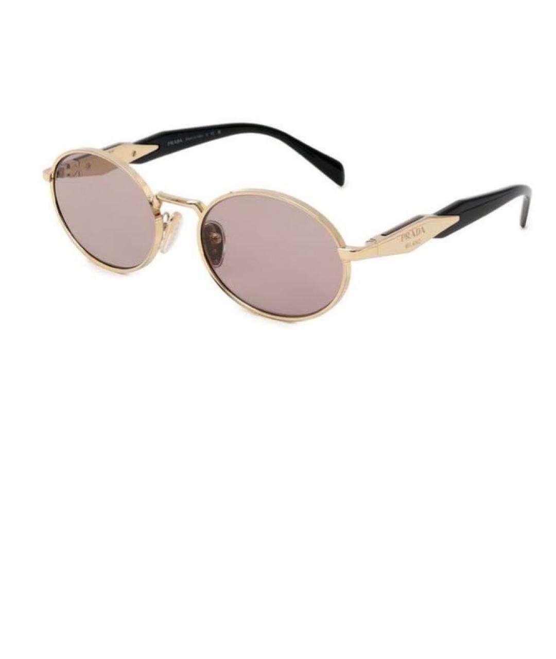 PRADA Золотые металлические солнцезащитные очки, фото 1