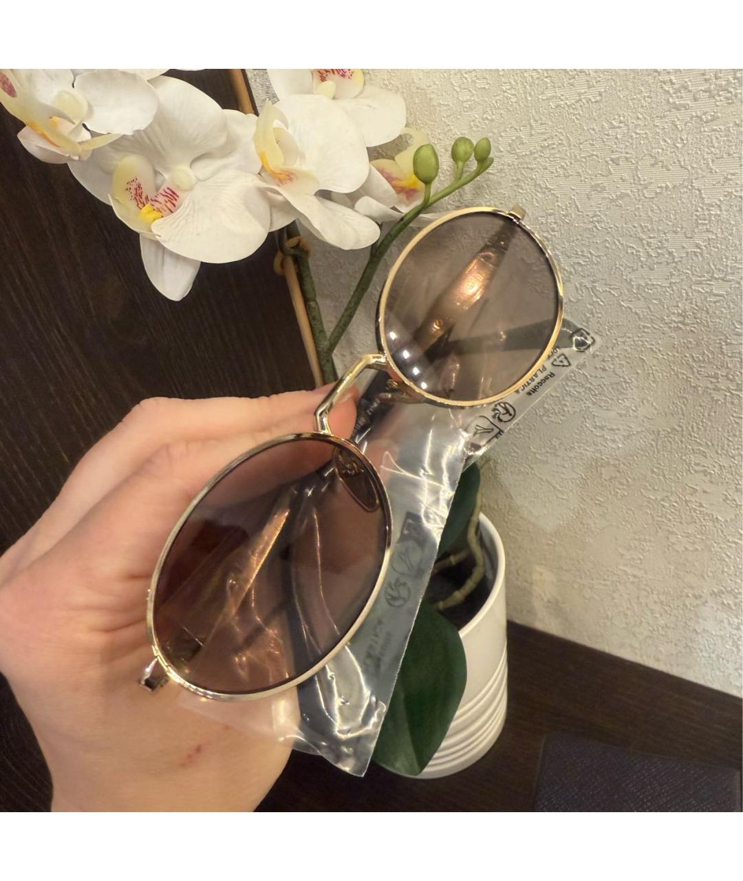 PRADA Золотые металлические солнцезащитные очки, фото 6
