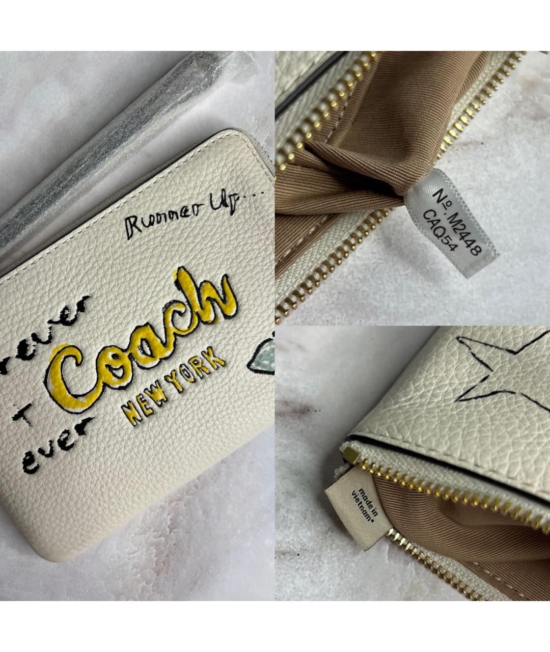 COACH Белый кожаный кошелек, фото 6