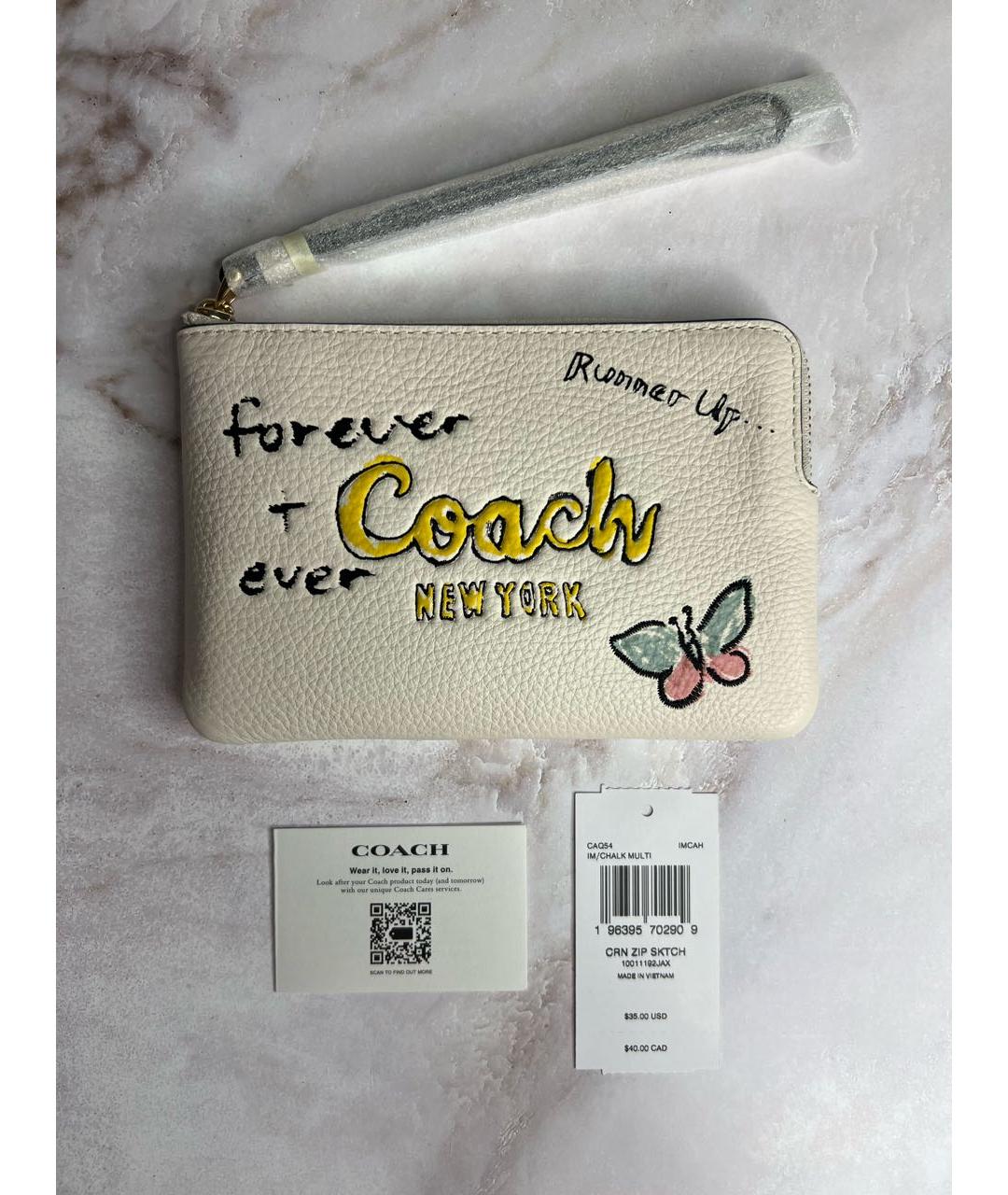 COACH Белый кожаный кошелек, фото 2