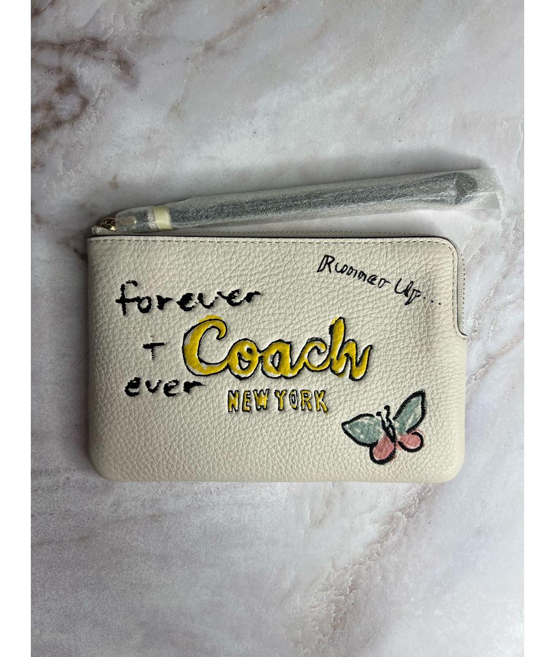 COACH Белый кожаный кошелек, фото 9