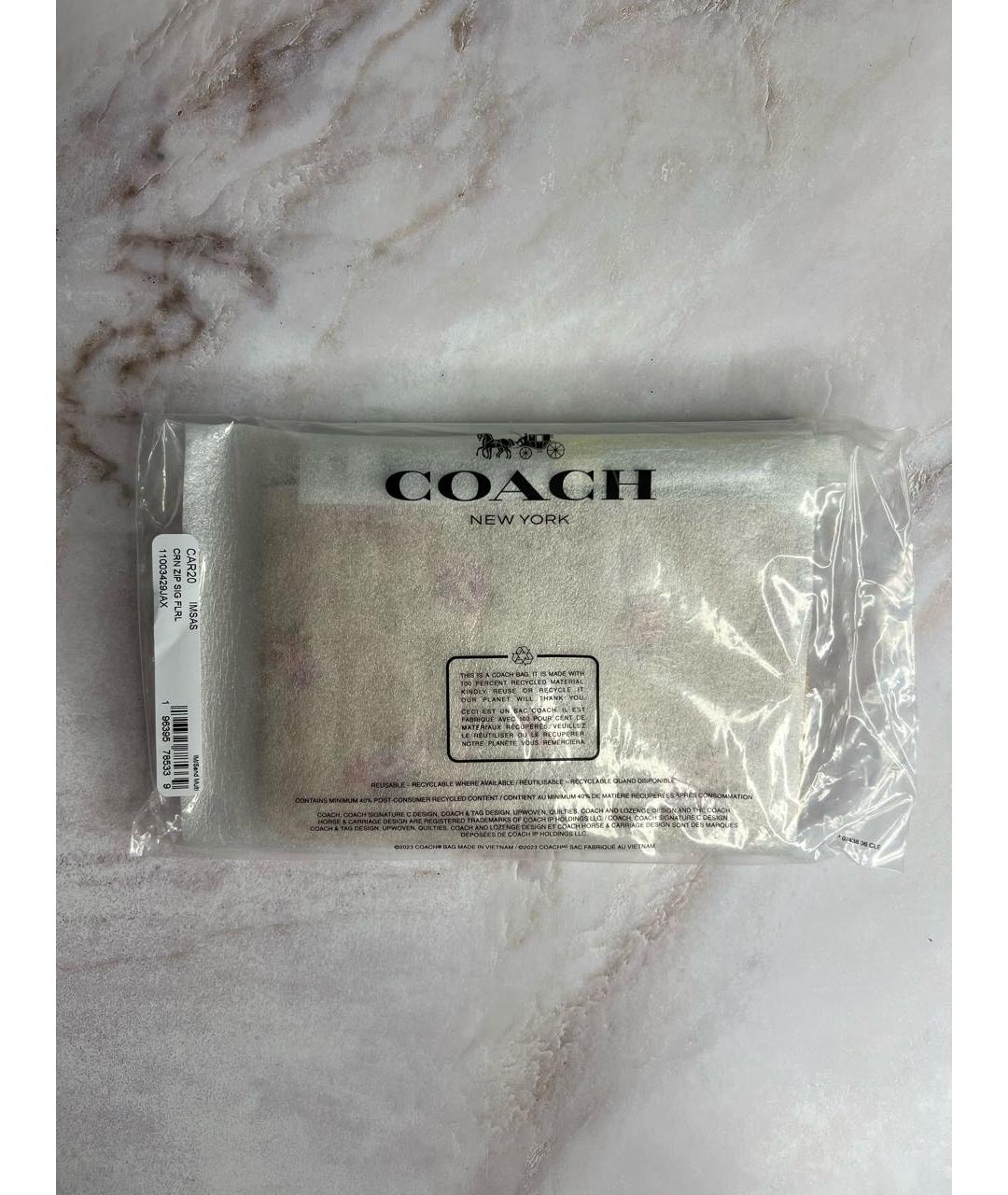 COACH Бежевый кожаный кошелек, фото 8