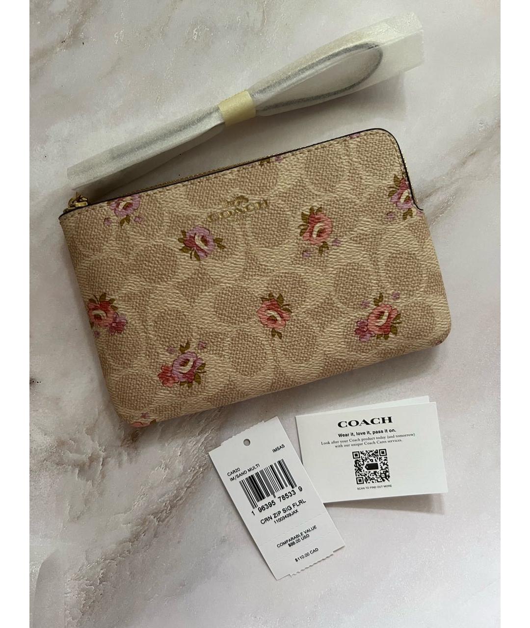 COACH Бежевый кожаный кошелек, фото 2